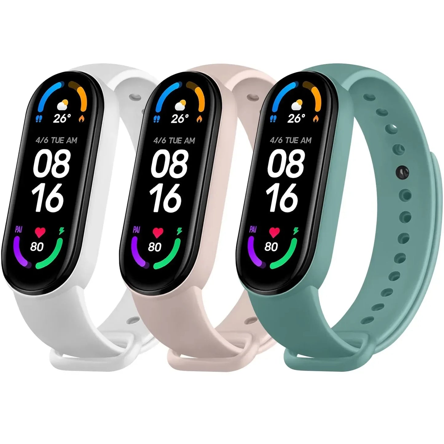 3pcs Soft Silicone Strap For Xiaomi Mi Band 6 5 Amazfit Band 5 Bracelet watch Sport Waterproof For Mi Band 6 5 Strap Wristband