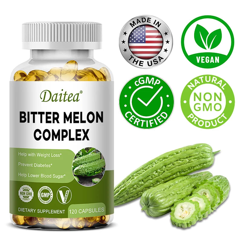 Bitter Melon Extract Capsules, Promote Digestive Health, Healthy Blood Sugar Levels, Multivitamin Supplement, Non-GMO