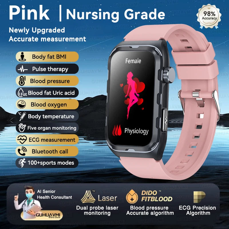 2025 For Xiaomi Nursing level Pulse therapy Health Smartwatch Men ECG+PPG Blood pressure lipid Uric acid Sports Smart Braceles