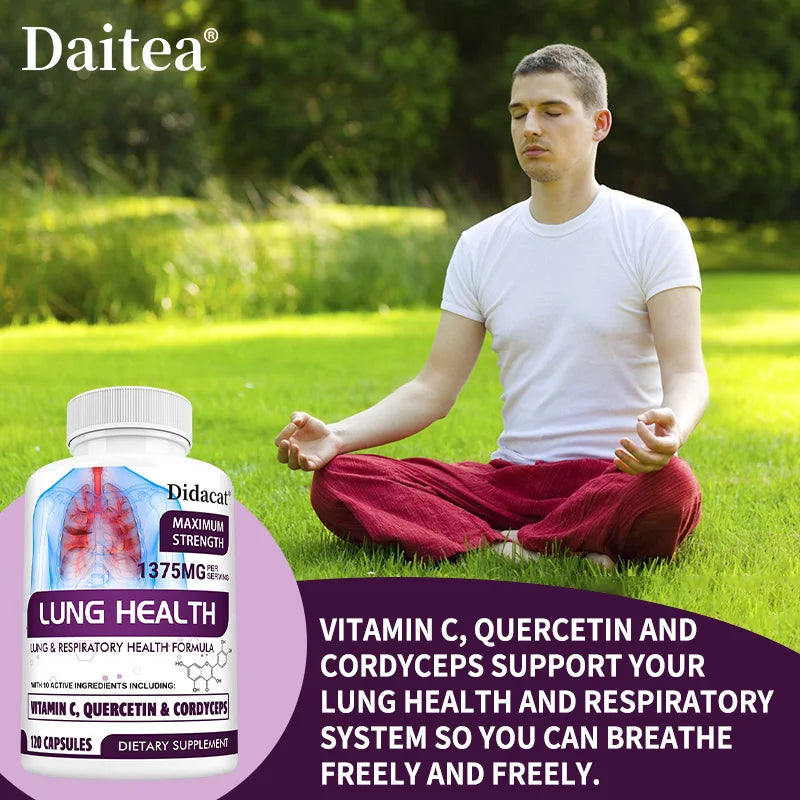 Lung Health Supplement, Detox, Cleanse, Lung Support, Respiratory Health with Vitamin C, Quercetin, Cordyceps