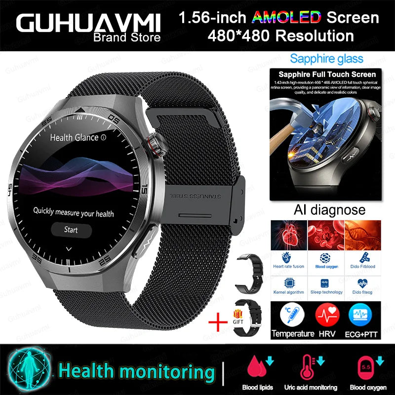 2025 For HUAWEI DT5 Pro  AMOLED Smart Watch Men ECG Micro Physical Examination Heart Rate Blood fat uric Acid Man NFC Smartwatch