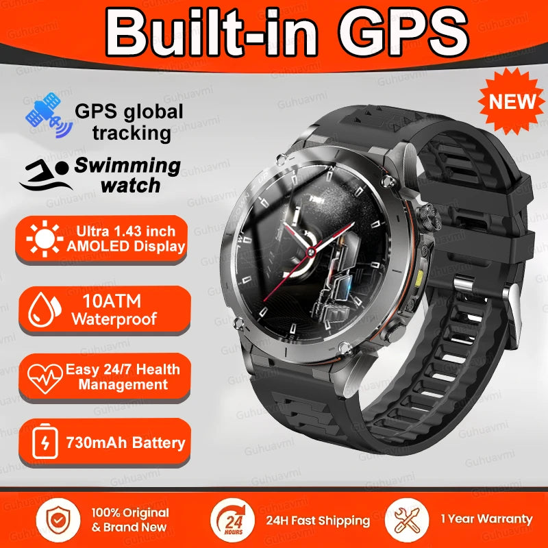 2025 New For Xiaomi GPS Sports Smart Watch 10ATM Waterproof Built-in Dual-Band GNSS Compass Altimeter Military Grade Smartwatchs