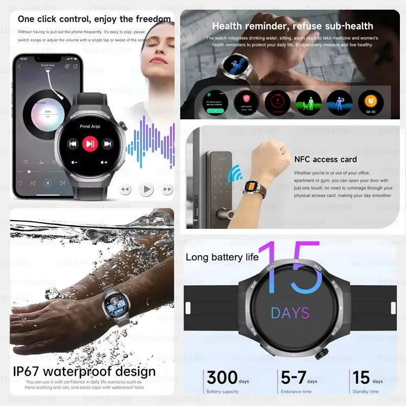 New GT 5 PLUS Smart Watch Men Women  AMOLED HD Screen SmartWatch Heart rate Blood oxygen Music Sport GPS tracker NFC Smartwatch