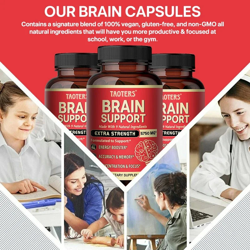 Brain Support Supplement, Helps Memory and Focus, Accuracy and Concentration, Learning Ability, Energy Support