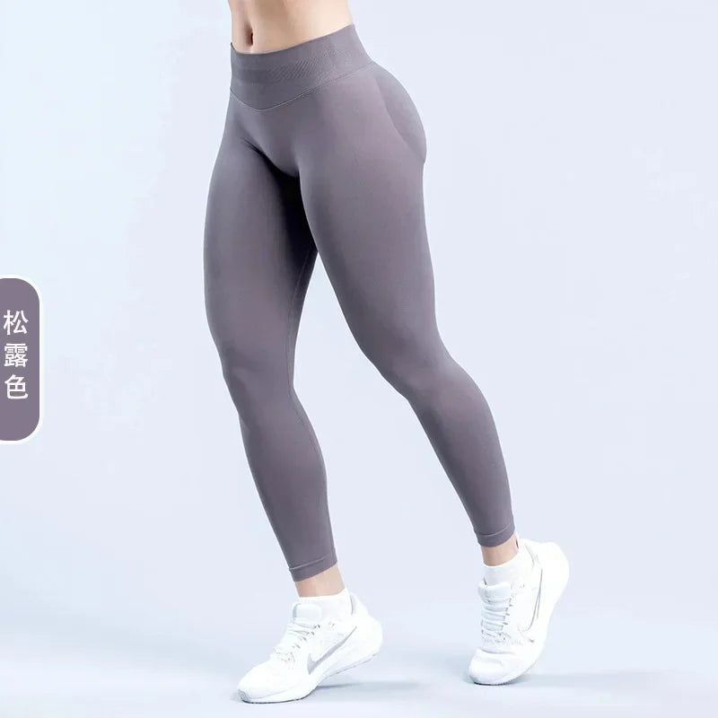Seamless Yoga Pants Impact Leggings Women High Stretch Low Ribbed Band Scrunch Gym Leggings Fitness Sweat Wicking Workout