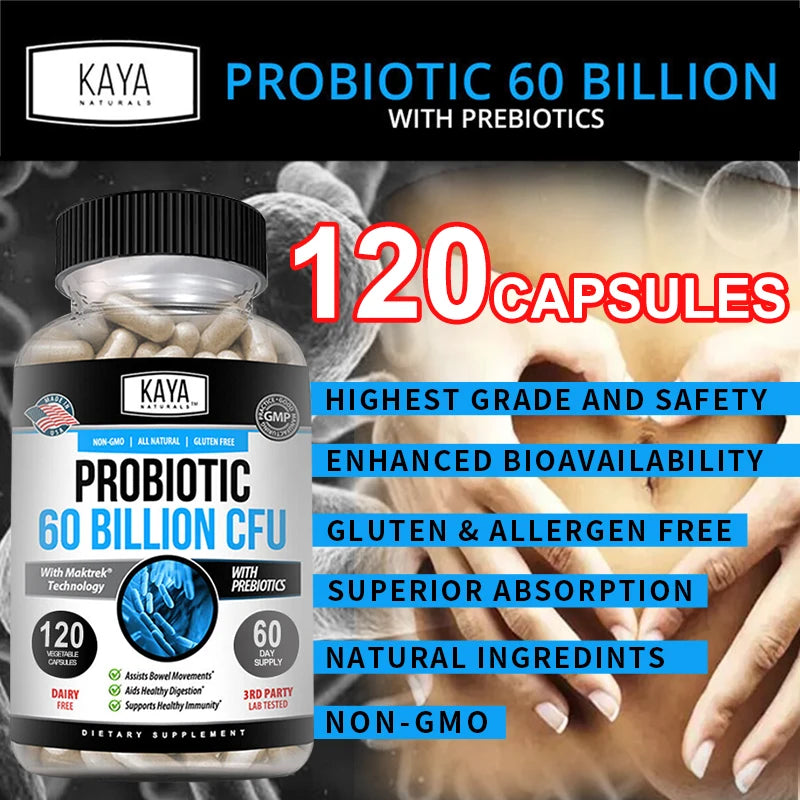 Probiotics 60 Billion CFU | Gut Health & Immune Support Supplement | Digestive Support Unisex