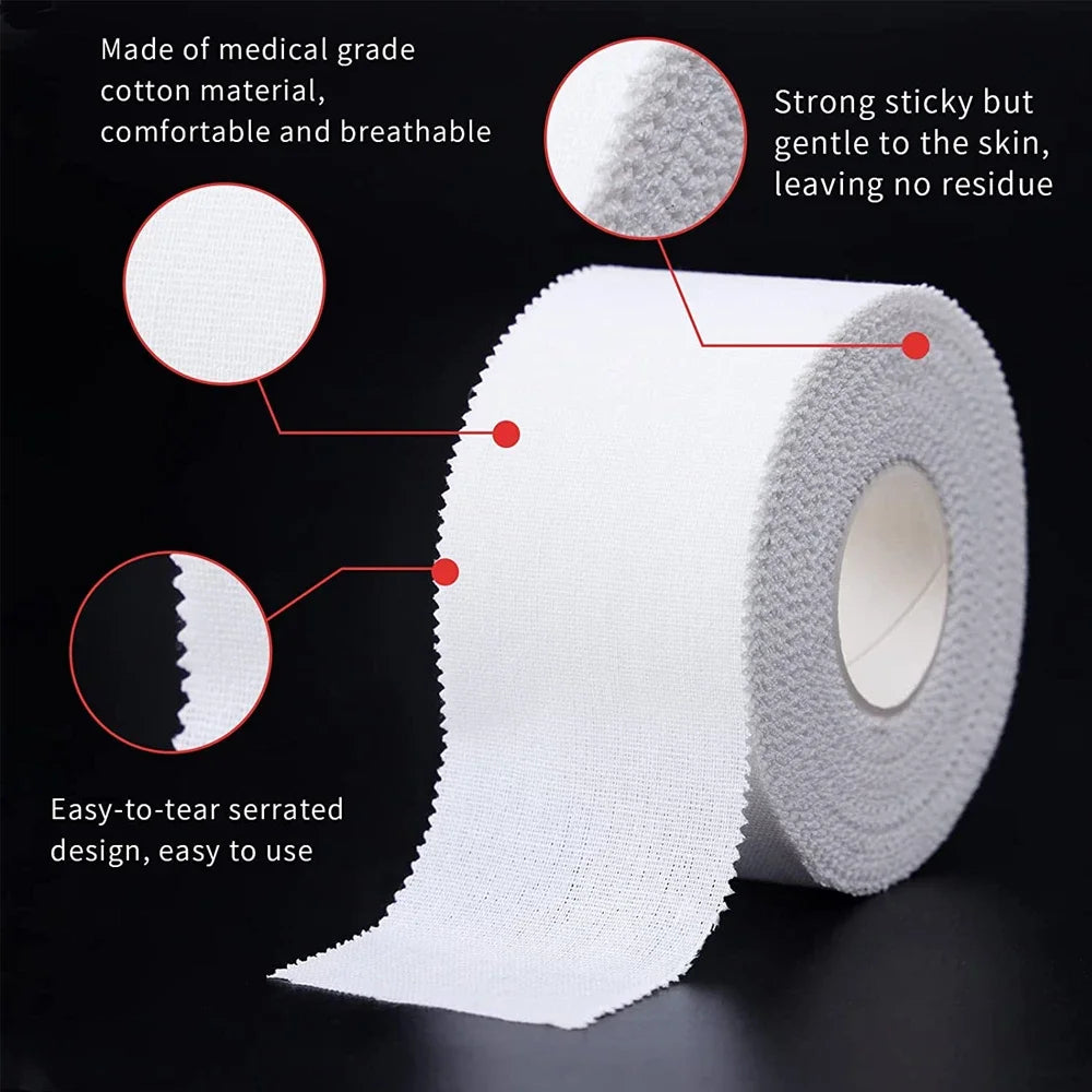 2.5/3.8/5cm 9.1Meters Sport Athletic Waterproof Cotton White Boxing Adhesive Tape Strain Injury Support Sport Binding Bandage