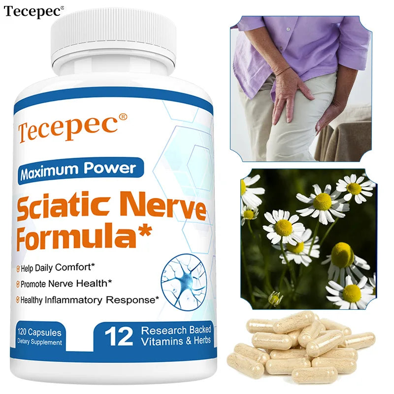 Tecepec Sciatic Nerve Formula - Vitamin B Complex, Promotes Nerve, Muscle and Endurance Health, Anti-inflammatory