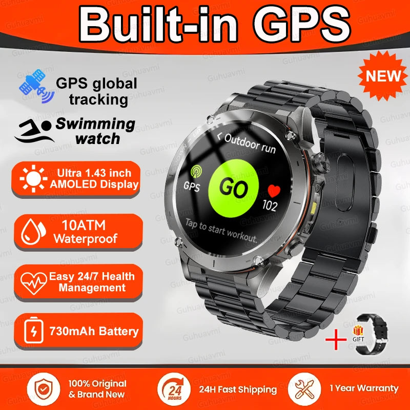2025 New For Xiaomi GPS Sports Smart Watch 10ATM Waterproof Built-in Dual-Band GNSS Compass Altimeter Military Grade Smartwatchs