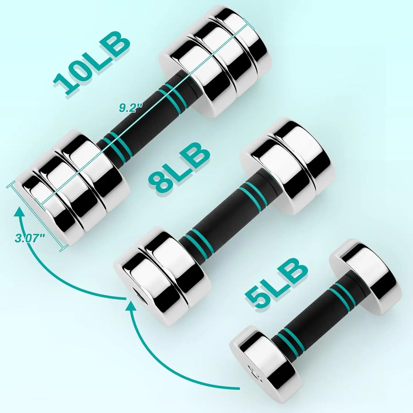 Steel Adjustable Dumbbell Set Of 2, 5/10/15Lb Free Weights Dumbbells Set, Non-Slip And Comfortable Foam Handle, Adjustable