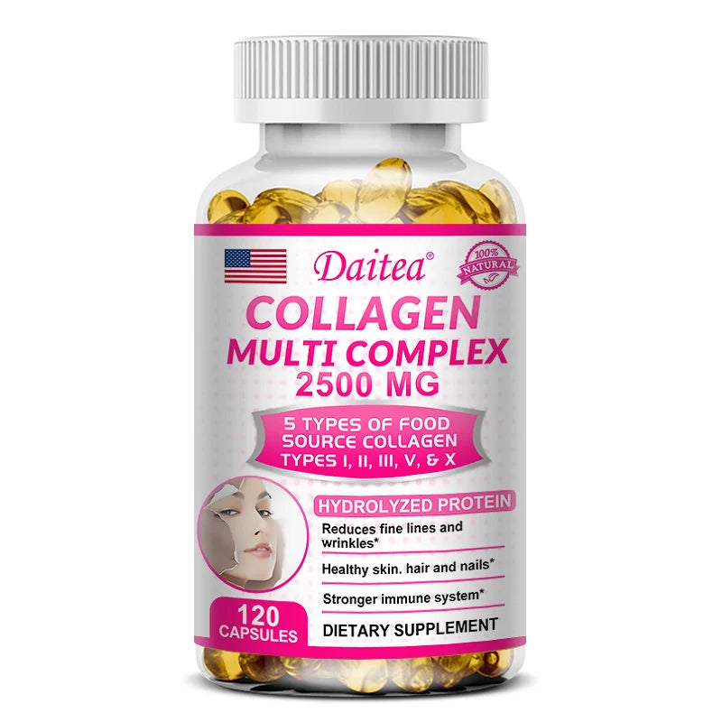 Collagen Multi Complex 2500mg, Supports Healthy Joints, Hair, Nails, Promotes Absorption, Helps Moisturize Skin, Antioxidants