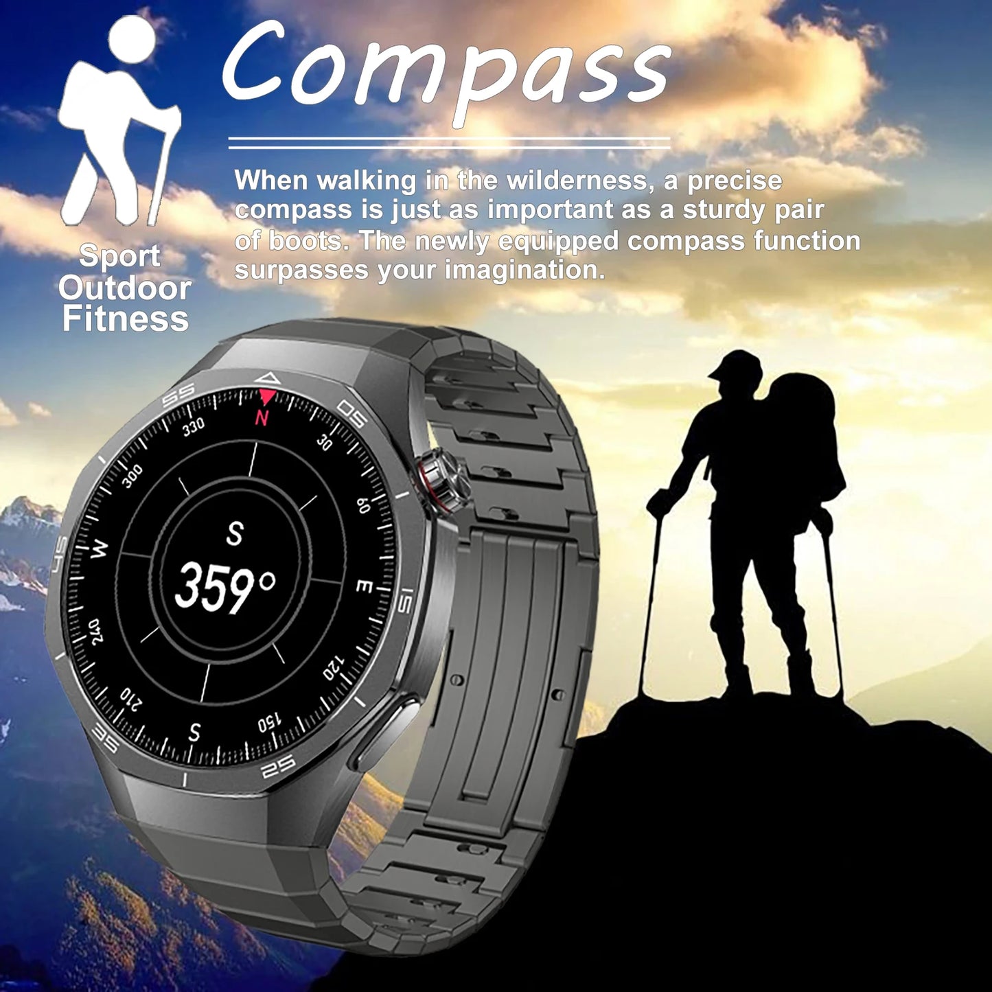 GT 5 Pro 2025 New SmartWatch Men 466*466 HD Screen 24h Blood Pressure Monitoring Men's Women NFC GPS Outdoor Sports Smartwatch