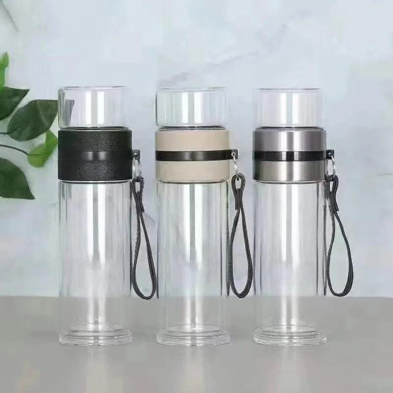 Tea Water Bottle High Borosilicate Glass Double Layer Tea Water Cup Infuser Tumbler Drinkware Water Bottle With Tea Filter