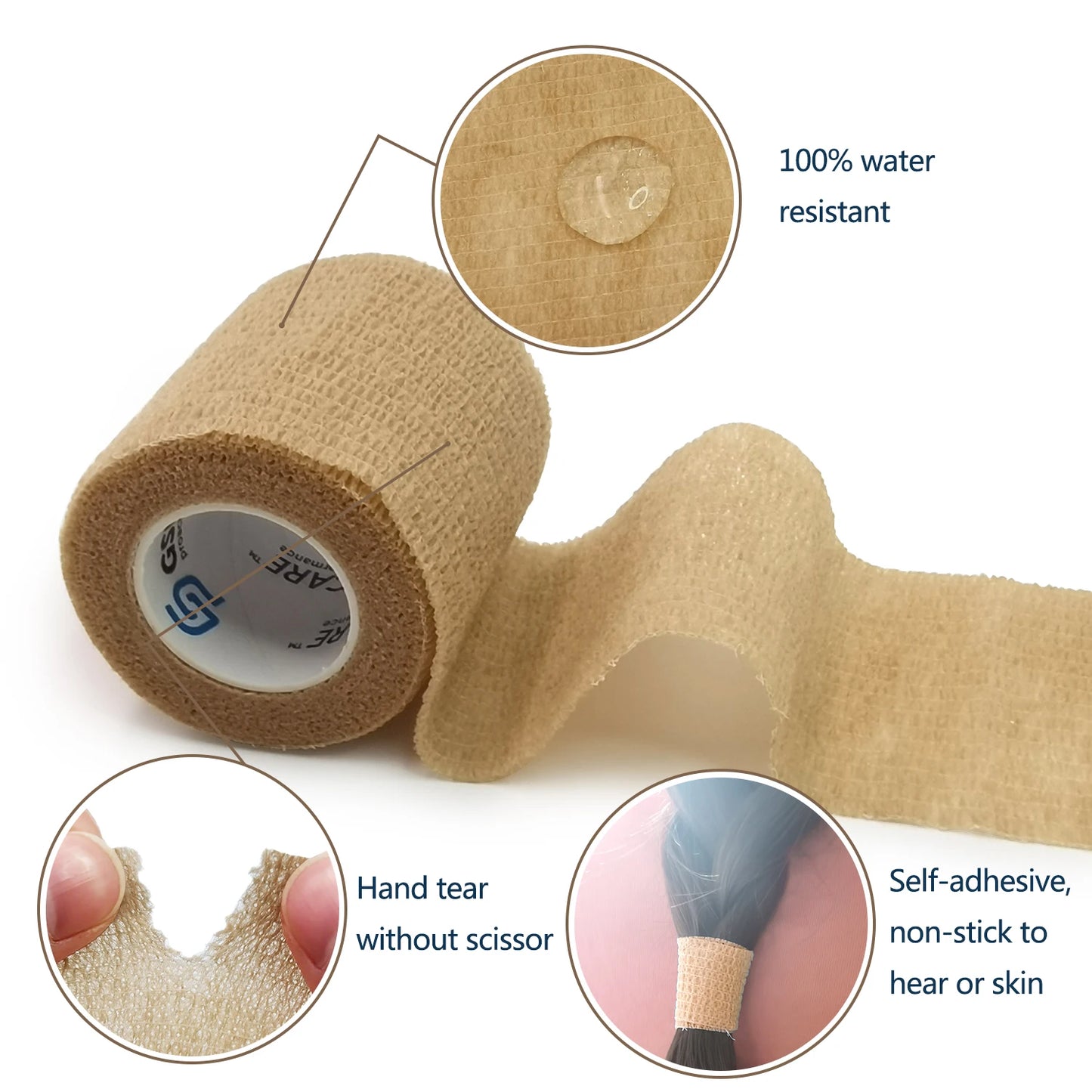 1Roll 2.5/5/10cm Self Adhesive Elastic Bandage Sports Tattoo Kit Cohesive Tape Wrap Elastoplast for Injury Finger Wrist Ankle