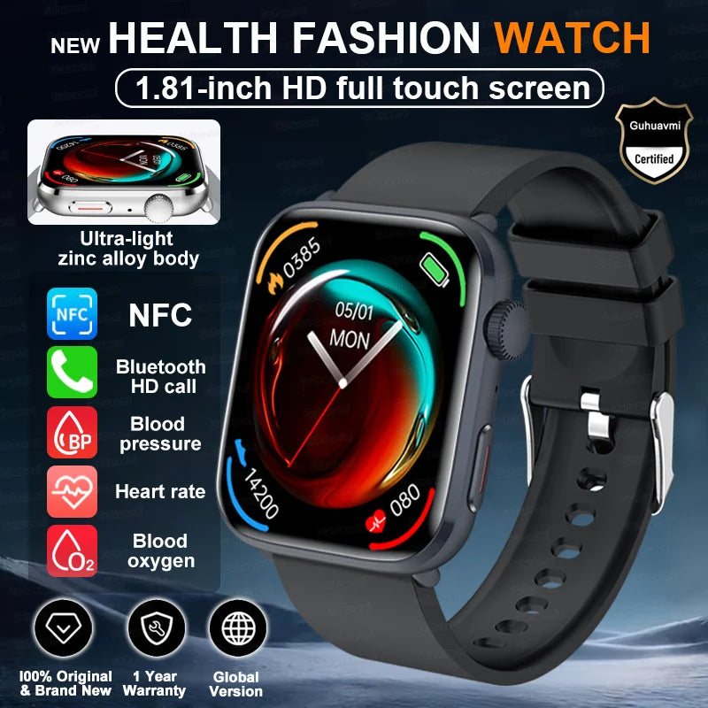 2025 New Blood Pressure AI Diagnosis Smart Watch Men Heart Rate Body temperature IP68 Waterproof NFC Smart Watch For HUAWEI  IOS
