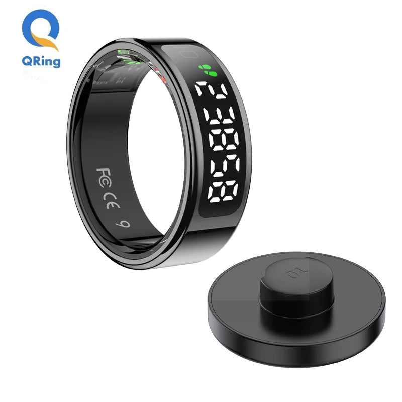 New R11 R12 Smart Ring For Men Women with Wireless Charging stand,Health and Sleep Monitor 5ATM Waterproof,Multi-sport Mode
