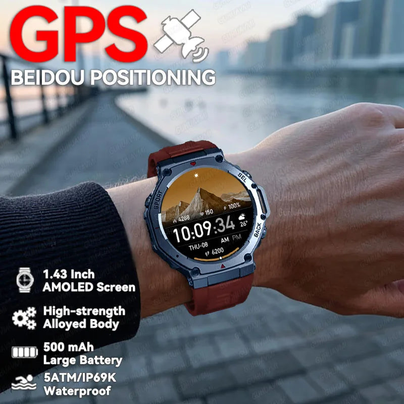 2025 New T-Rex 3 GPS SmartWatch Ultra Men 10ATM IP69K Waterproof Smartwatch Compass Altimeter Barometric Bracelet For HUIAWE IOS