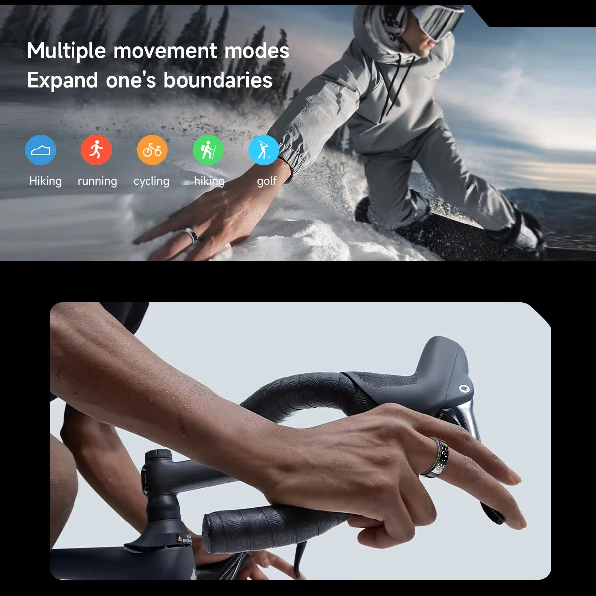 SR08 Smart Ring For Men Women LED Display Screen Heart Rate Blood Oxygen Monitoring Multi Sports Modes IP68 & 5ATM Waterproof