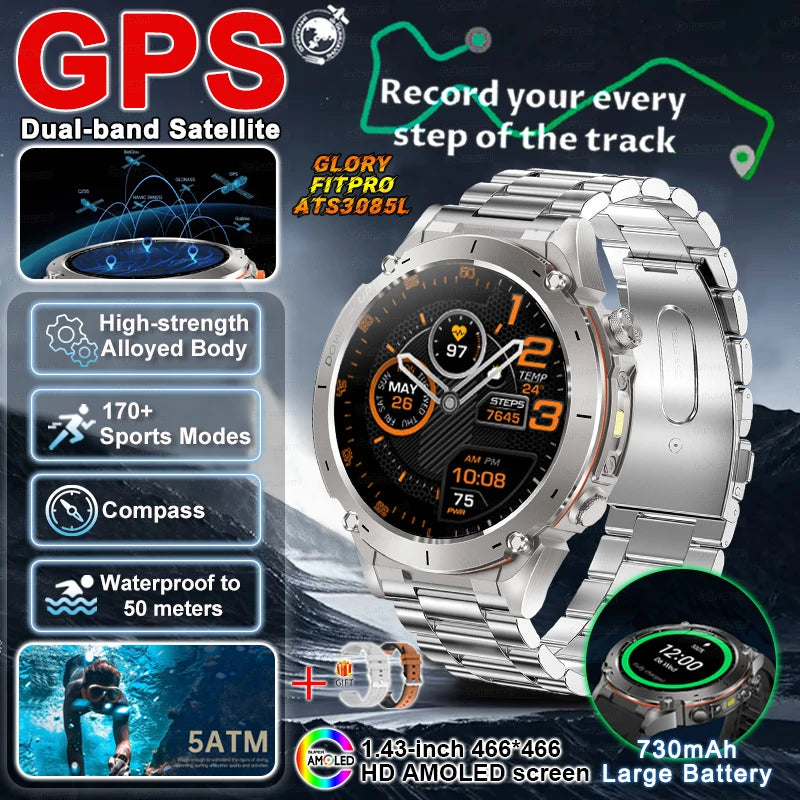 2025 New TRex 3 GPS Smart Watches 10ATM Waterproof Built-in Dual-band GNSS Compass Military Sports Bracelet Men For Xiaomi IOS