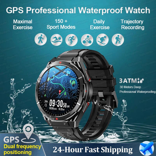 New For Huawei GPS SmartWatch Men 466*466 AMOLED HD 150+Sport Mode Compass BT Call Health Monitor IP69 Waterproof Swimming Watch