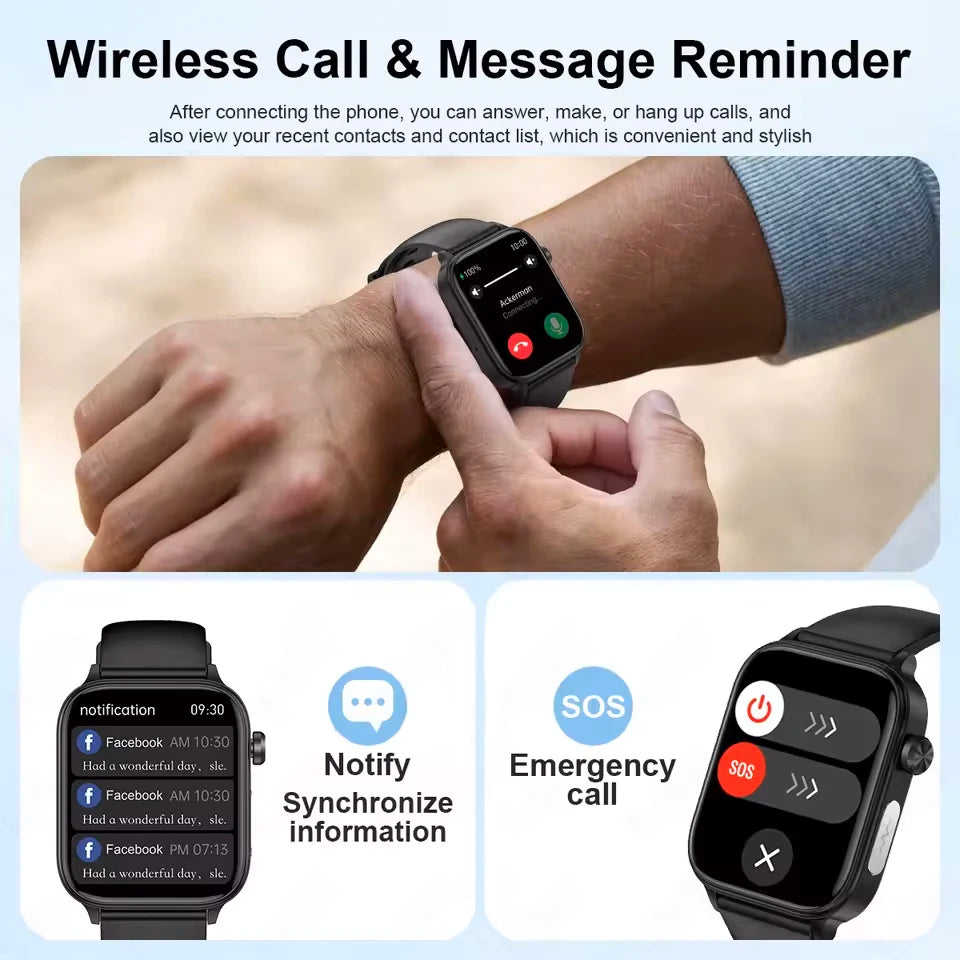 2025 New For Xiaomi Blood lipids Uric Acid testing Smart Watch Men ECG+PPG Blood Pressure SP02 Bluetooth Call Health smartwatch