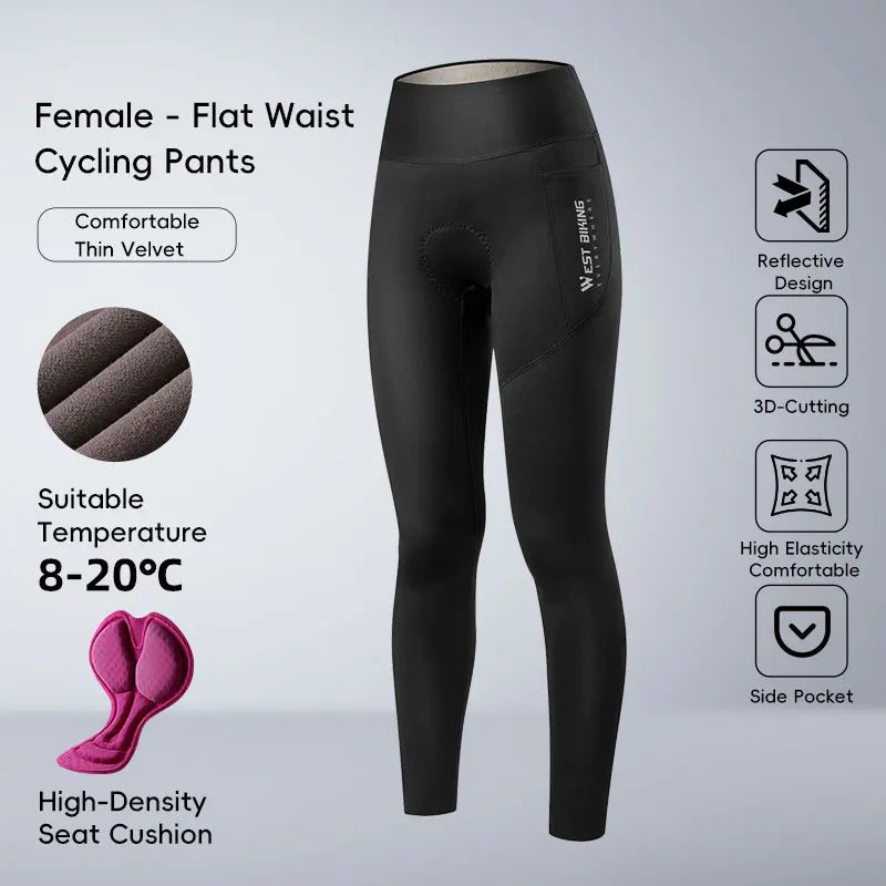 WEST BIKING Thermal Fleece Cycling Bibs Pants Autumn Winter Bicycle Tights Trousers Keep Warm Bike Pad Pants Men Women 0-20°C