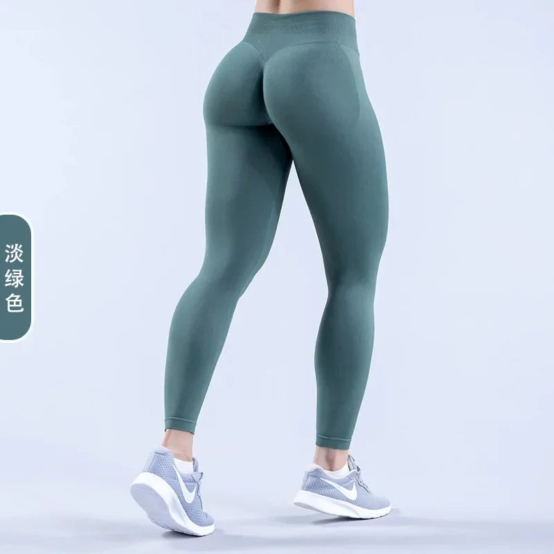 Seamless Yoga Pants Impact Leggings Women High Stretch Low Ribbed Band Scrunch Gym Leggings Fitness Sweat Wicking Workout