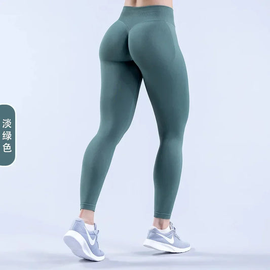 Seamless Yoga Pants Impact Leggings Women High Stretch Low Ribbed Band Scrunch Gym Leggings Fitness Sweat Wicking Workout