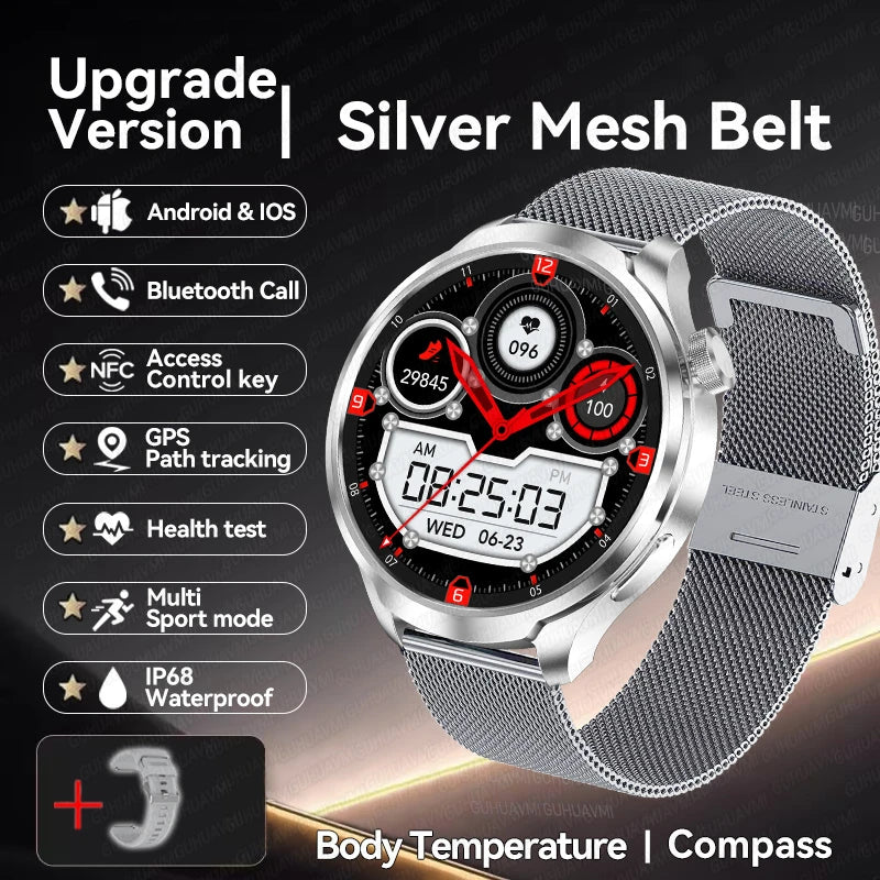 2025 New GPS Sports NFC Fashion Smartwatch Men's 1.85 "AMOLED Screen Heart Rate Blood Pressure Health Smart Watch For Huawei IOS