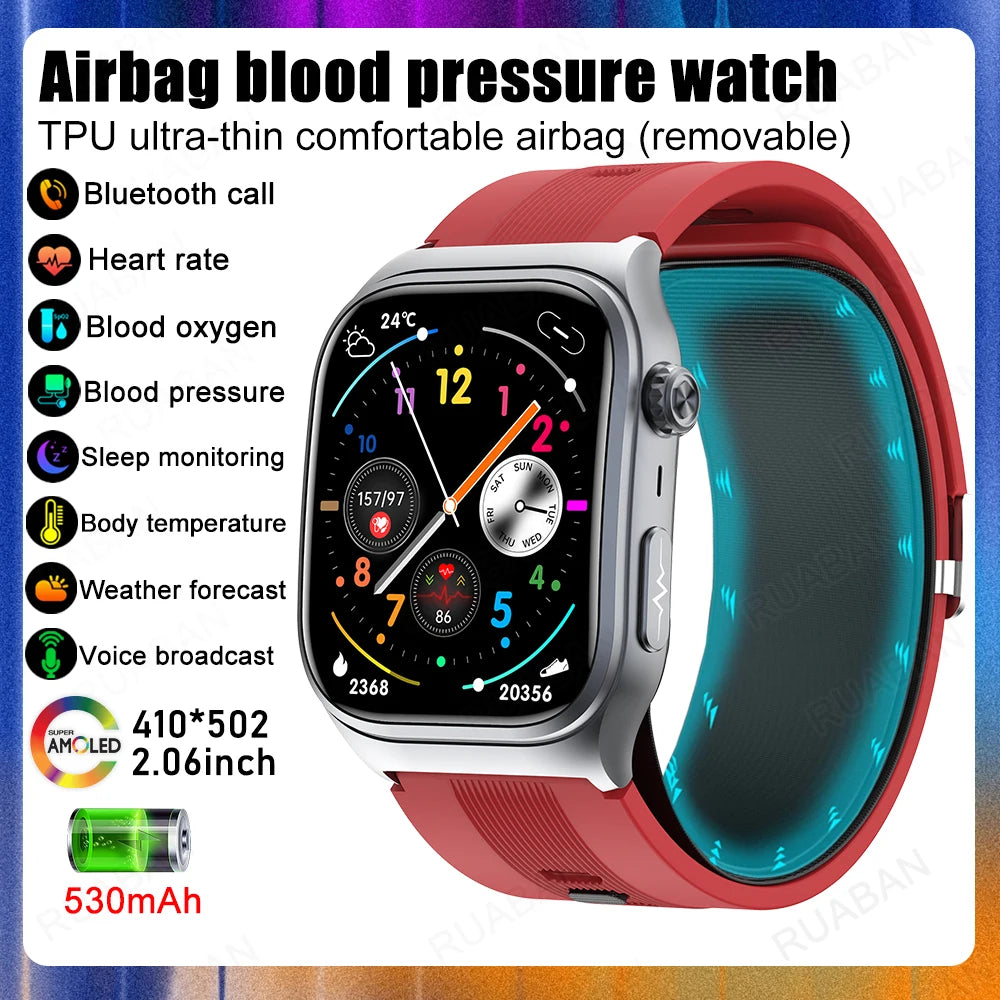 2025 Airbag Smart Watch Nursing grade Bluetooth call air Pump ECG True Accurately Blood Pressure Uric Acid Blood Lipid watch men