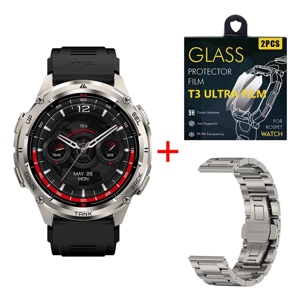KOSPET TANK T3 Ultra 2 GPS Smart Watch Men Compass Altimeter Barometric Bluetooth Call 5ATM IP69K Waterproof Digital Men's Watch