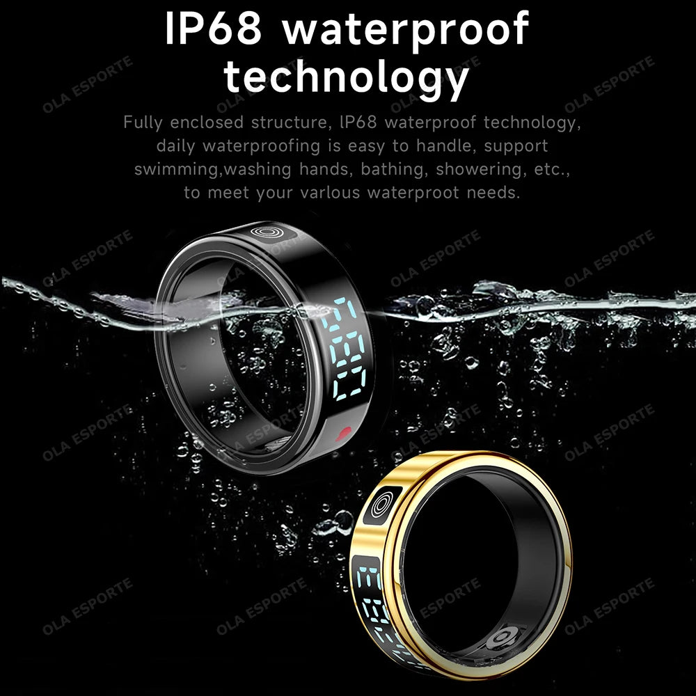 2025 New RS08 Smart Ring 5ATM Waterproof Health Fitness Ring Multi Sport Modes Heart Rate and Blood Oxygen Monitor for Men Women