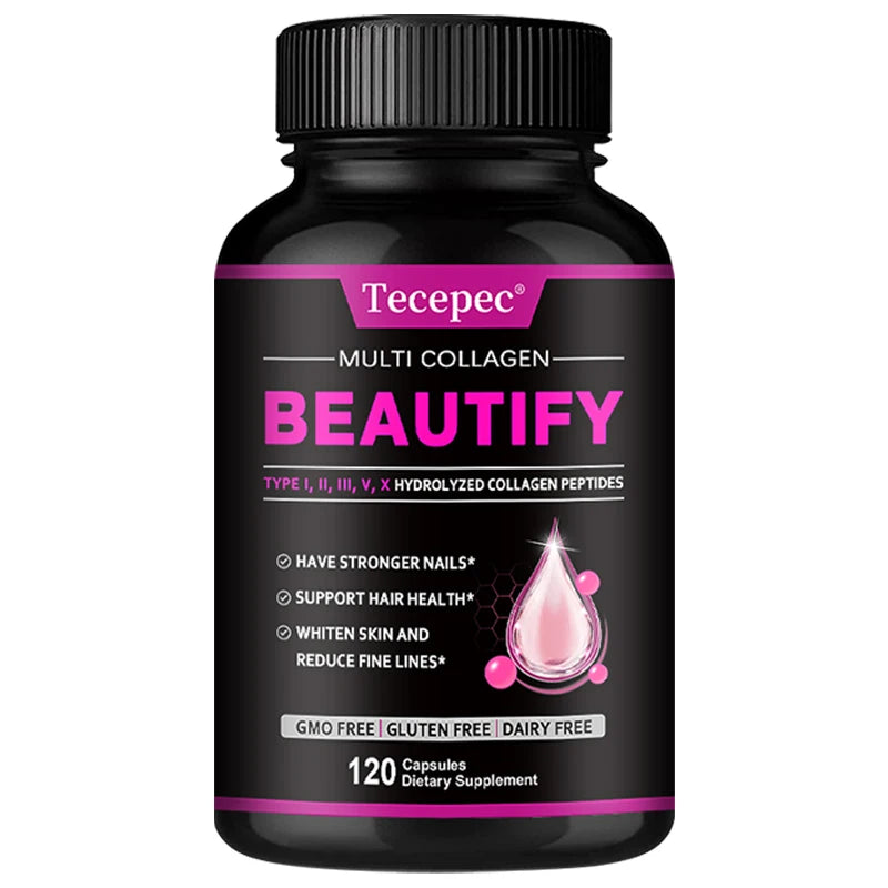 Collagen Complex Supplement, Anti-Aging Support, Reduced Fine Lines, Healthy Skin, Joints, Hair, Nails, 120 Capsules