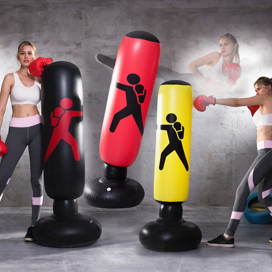 Inflatable Punching Bag for Kids and Adults 63" High Boxing Blow Up Bop Bag Freestanding Punch Bag Gift Set