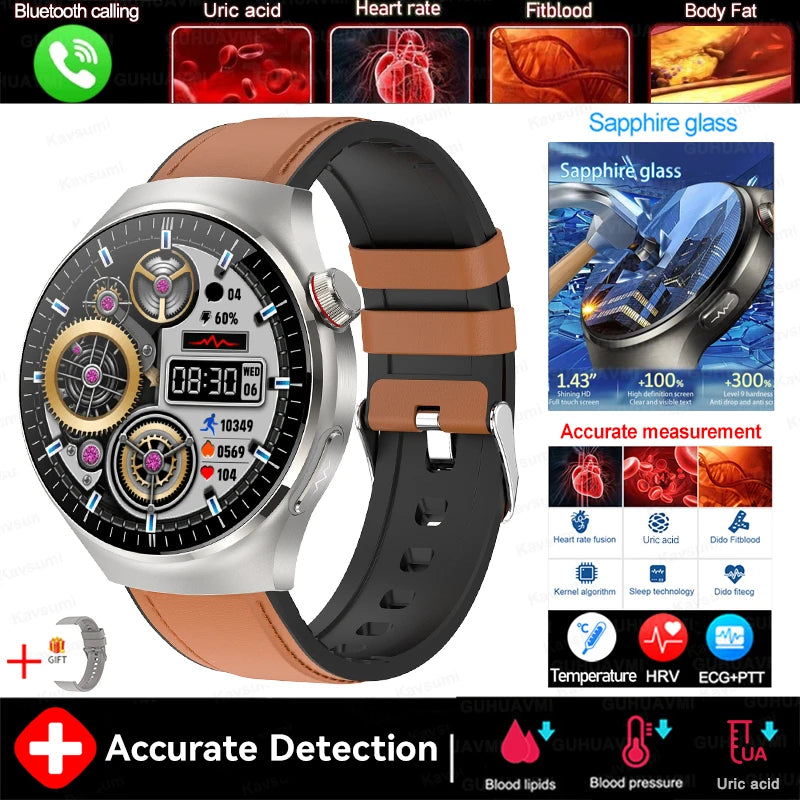 2025 New For HUAWEI Nursing Grade Blood Lipid Uric Acid Health Smart Watch Men ECG+PPG Blood pressure Bluetooth Call Smartwatchs