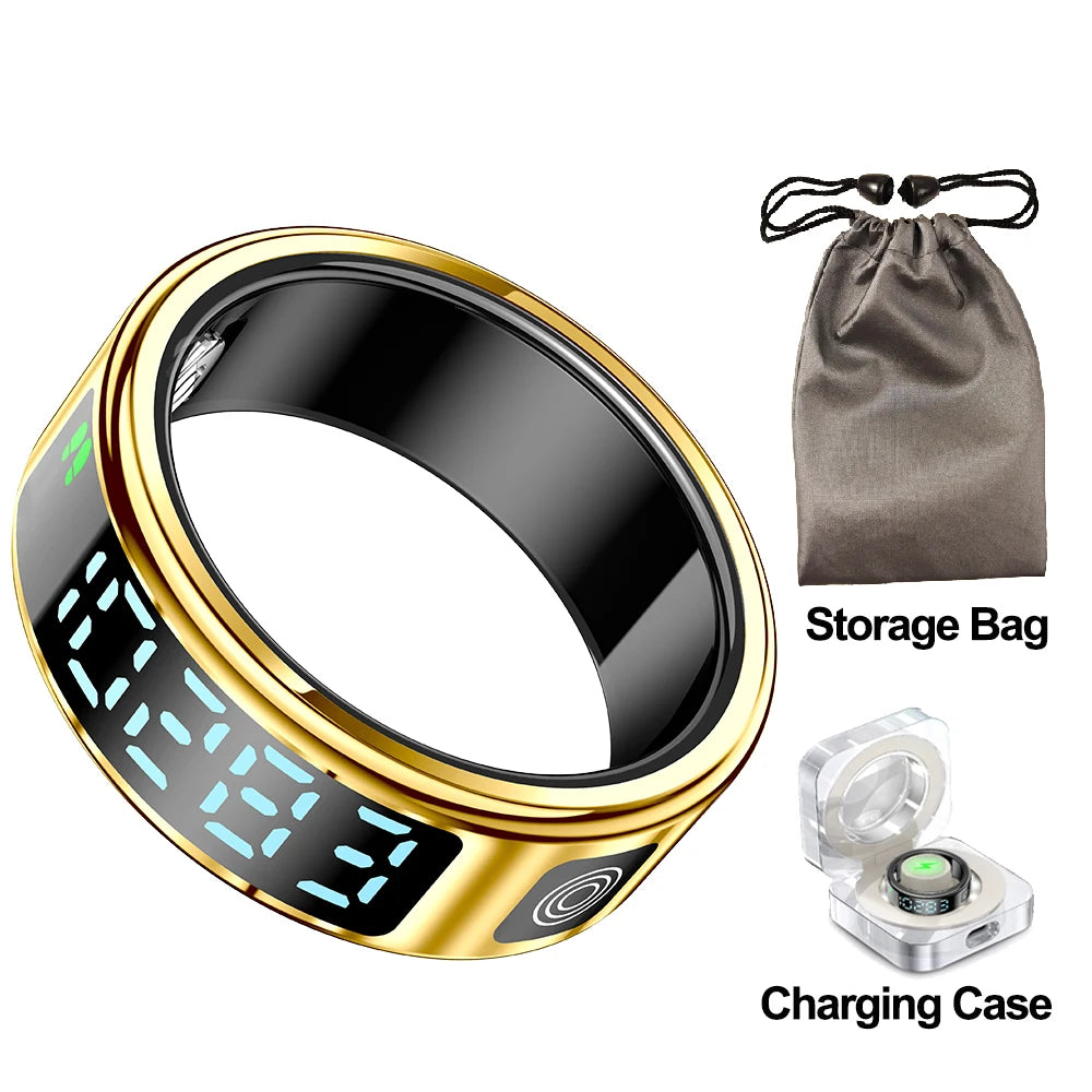2025 New SR08 Smart Ring Men Women LED Display Screen Heart Rate Blood Oxygen Monitoring 5ATM Waterproof Multi Sports Modes Gift