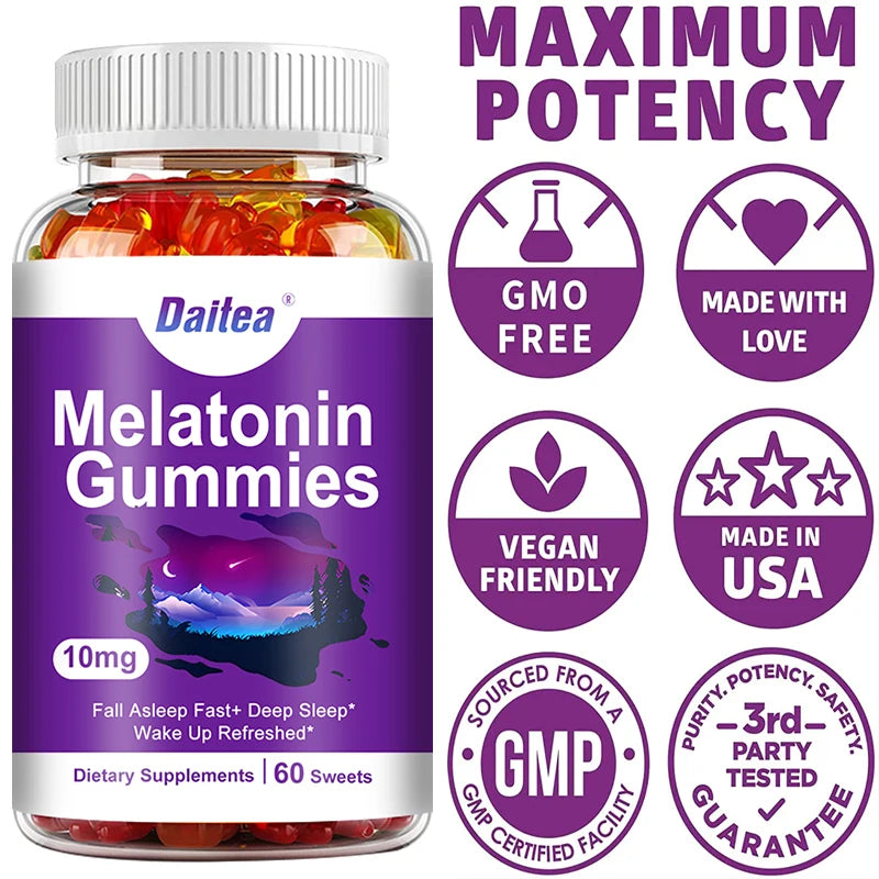 Melatonin 10 Mg Adult Gummies - Maximum Strength Sleep & Deep Sleep Gummies - Gluten Free, Non-GMO, Vegetarian