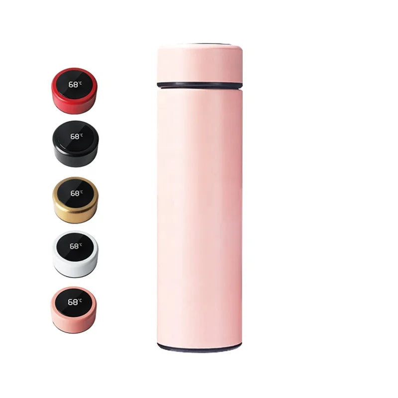 500ml  insulated  stainless  smart  thermos temperature led ,smart  drinkware with reminder to drink Cold water bottle Garrafa