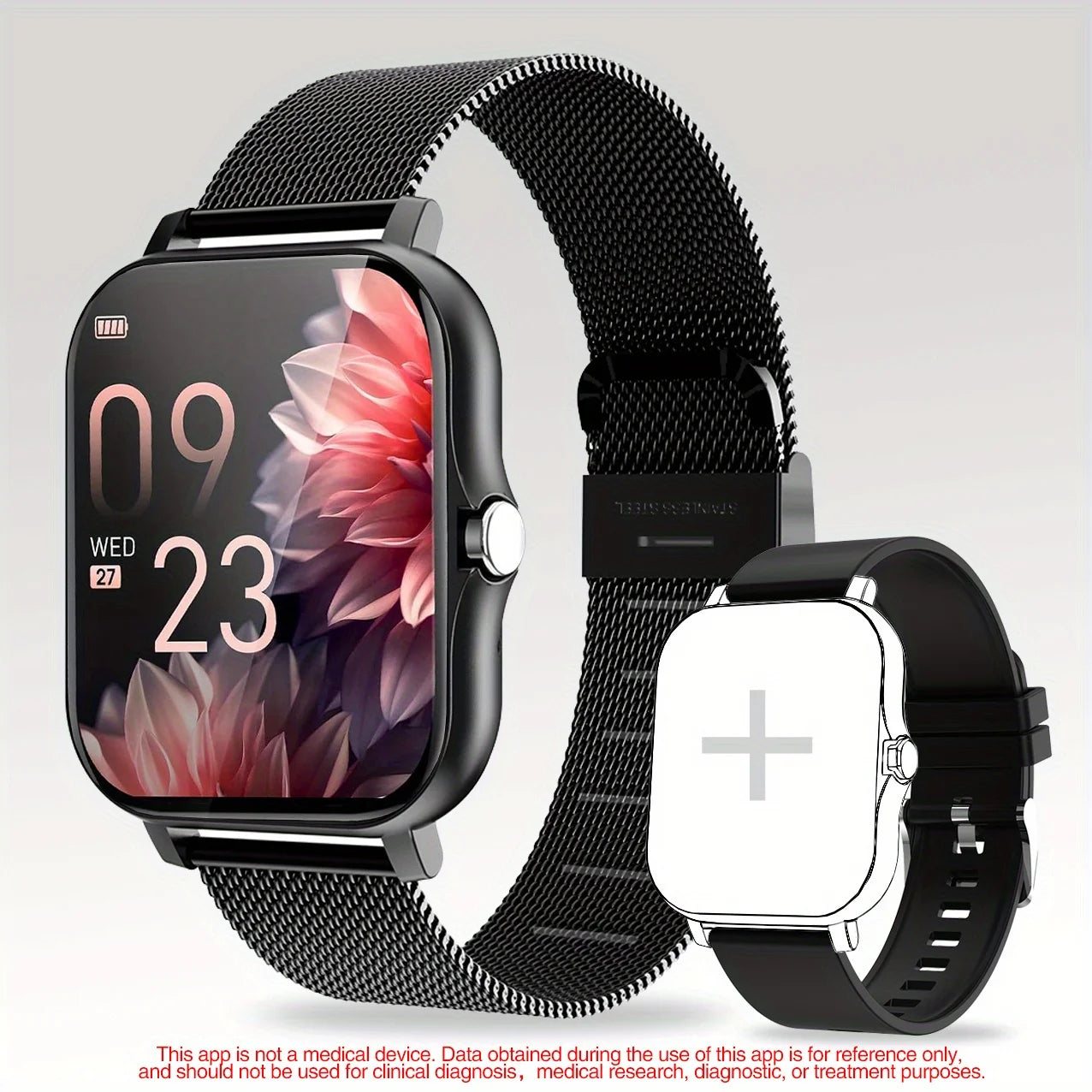 Exclusive 1PC Smart Watch Featuring Wireless Calling, Digital Display, Electronic Movement, Silicone and Stainless Steel Band
