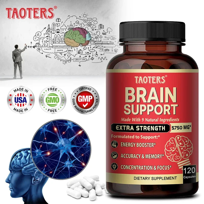 Brain Support Supplement, Helps Memory and Focus, Accuracy and Concentration, Learning Ability, Energy Support