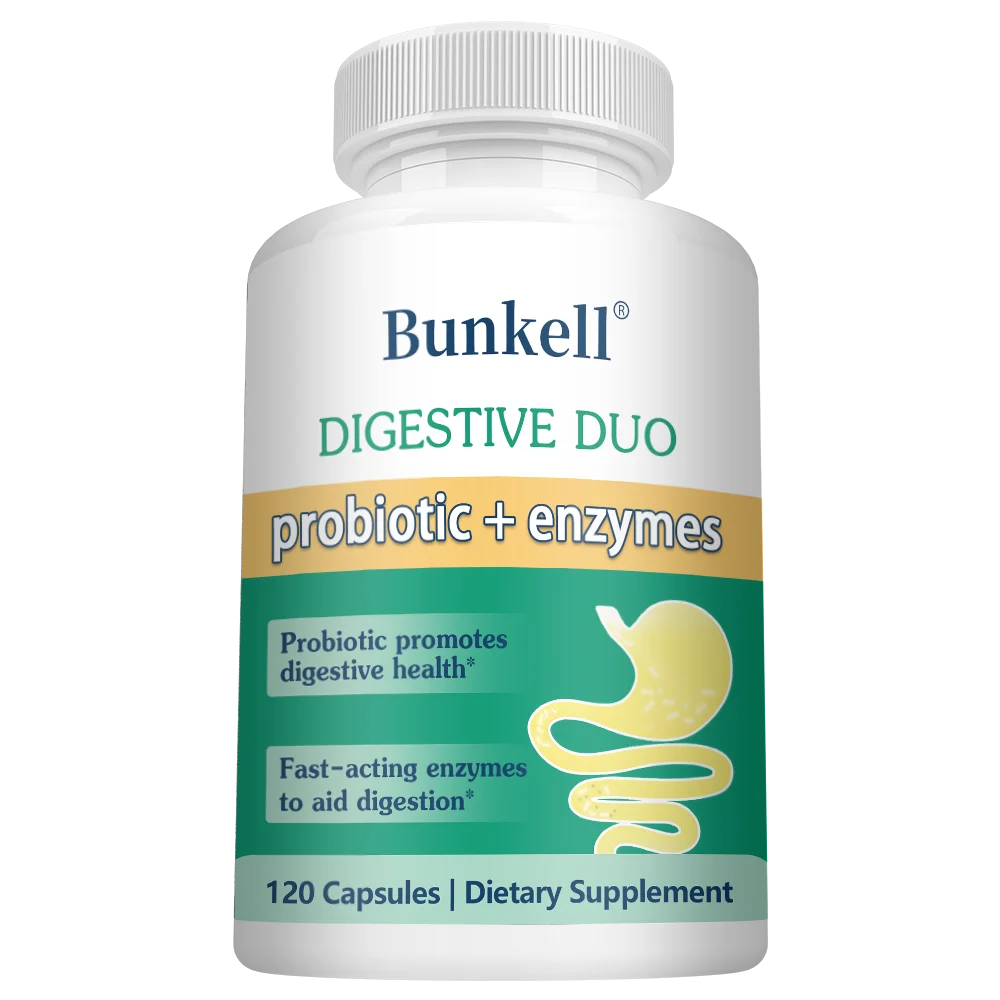 Digestive 2-in-1 Probiotics & Enzymes Vegetarian Capsules, Support Digestive Health, Fast-Acting Enzymes for Digestion, Immunity