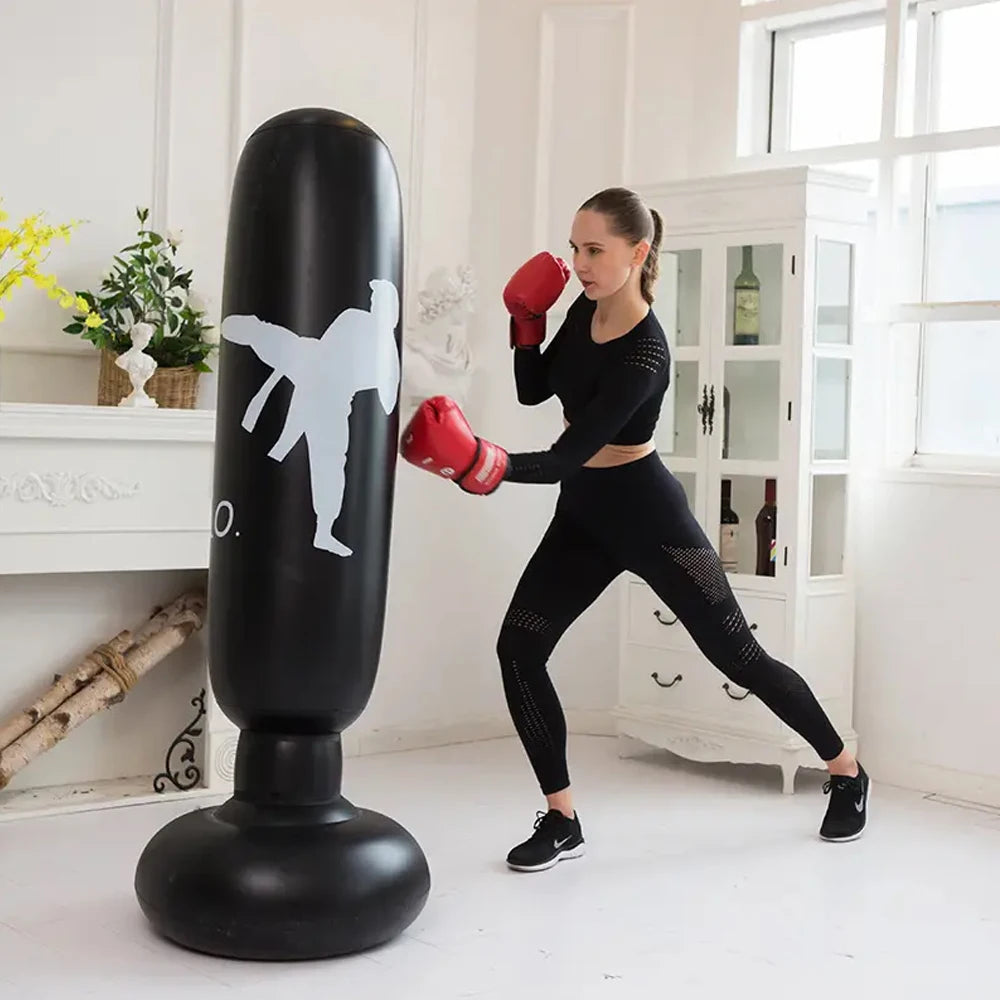 1pc KO Style Inflatable Boxing Sandbags Punching Bag 160cm/63inch Boxing Column Karate Taekwondo Training Props