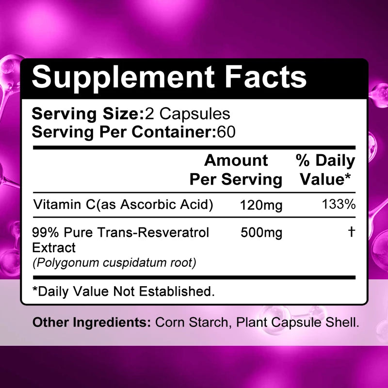 Resveratrol Antioxidant Supplement Support Brain Function Immune Health Balance Blood Sugar Energy Burn Fat Healthy Food