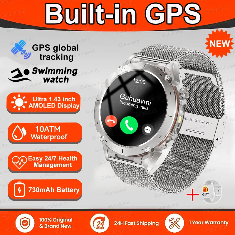 2025 New For Xiaomi GPS Sports Smart Watch 10ATM Waterproof Built-in Dual-Band GNSS Compass Altimeter Military Grade Smartwatchs