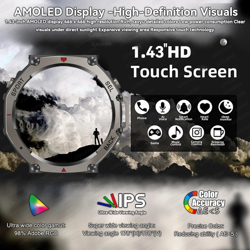 2025 New T-Rex 3 GPS SmartWatch Ultra Men 10ATM IP69K Waterproof Smartwatch Compass Altimeter Barometric Bracelet For HUIAWE IOS