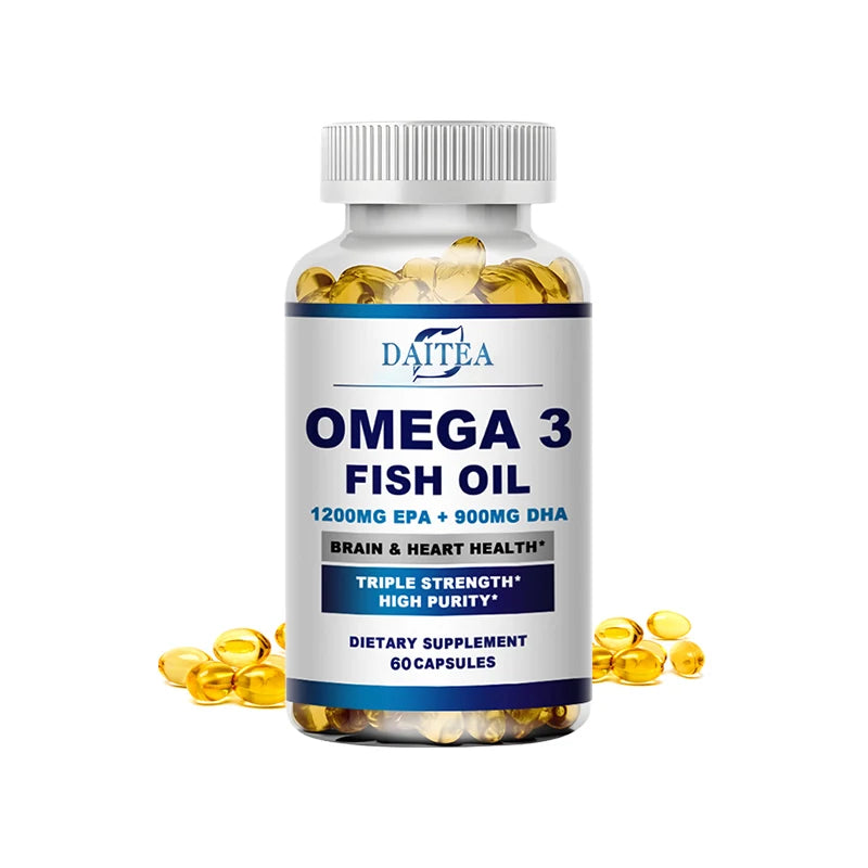 Premium Omega 3 Fish Oil | High EPA 1200 mg + DHA 900 mg | Supports Brain & Heart Health