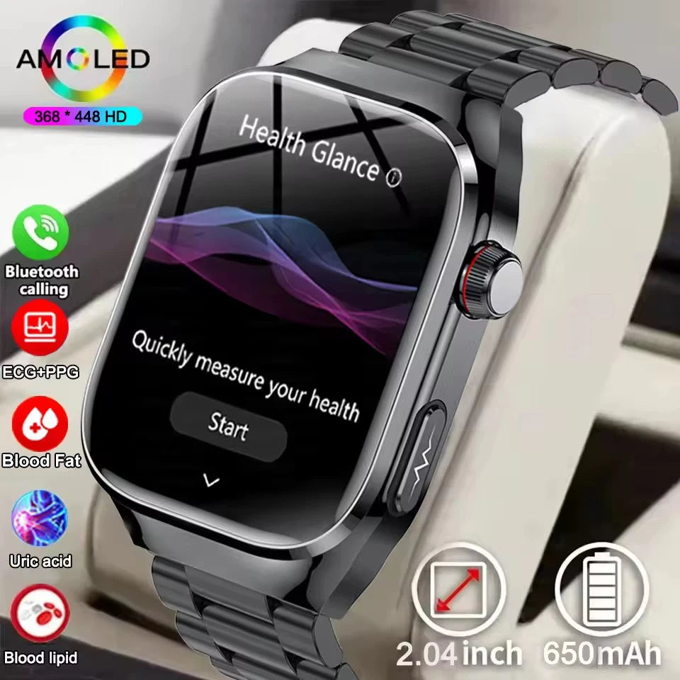 2025New Accurate Blood Fat Uric Acid Smart Watch Men Micro Physical Examination Five Organ HealthClock Bluetooth Call Smartwatch