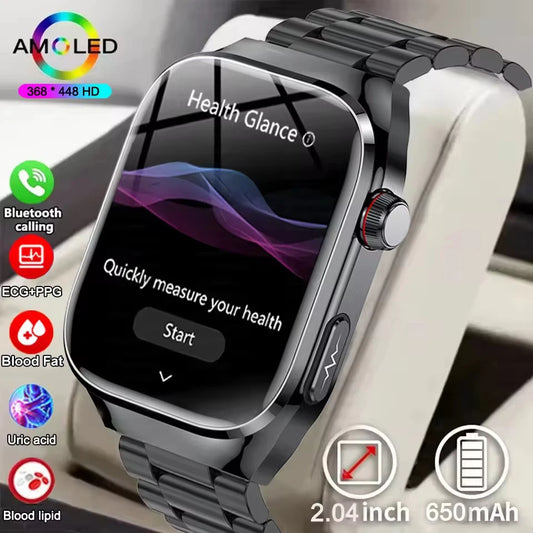 2025New Accurate Blood Fat Uric Acid Smart Watch Men Micro Physical Examination Five Organ HealthClock Bluetooth Call Smartwatch
