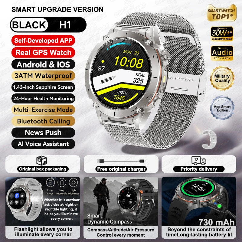2025 New For Xiaomi IOS Ultra GPS Smart Watch 10ATM Waterproof Built-in Dual-band GNSS Compass Military Sport Men SWIM Bracelet