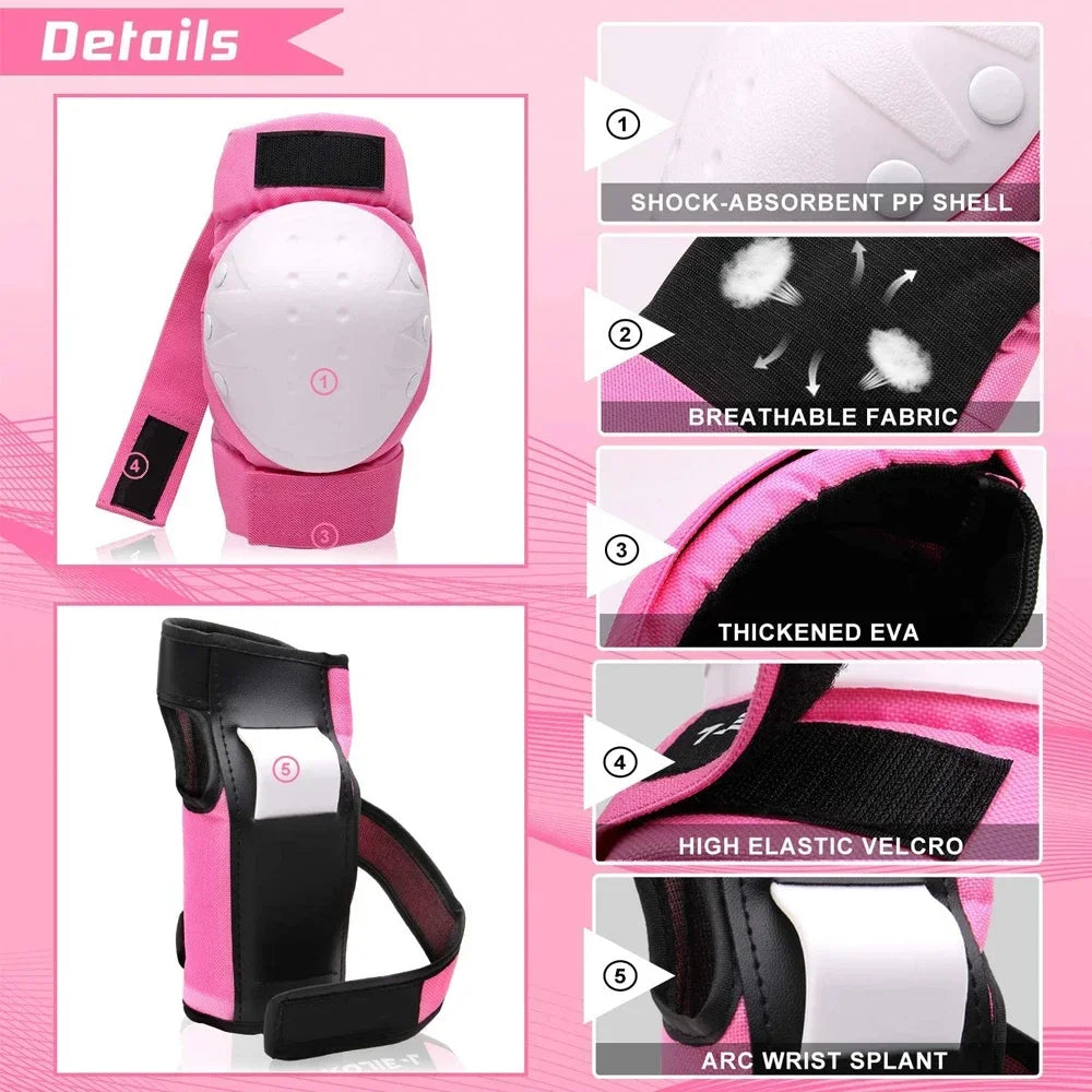 Knee Pads Elbow Pads Wrist Guards for Adult/Youth, Protective Gear Set for Skateboarding Cycling Bike BMX Bicycle Scootering